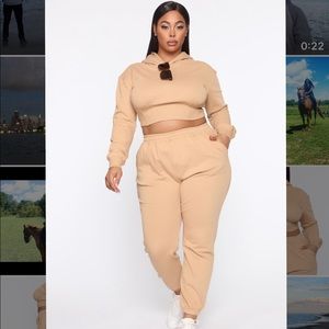 Fashion Nova Plus- Corset Jogger Set (Nude)